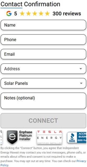 Contact Independent Energy Hawaii form preview
