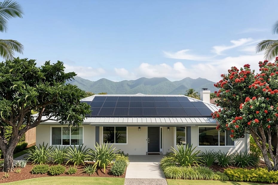Hawaii home with rooftop solar panels as a solution to Hawaiian Electric rate hikes